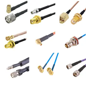 Kabel koaksial rakitan RF kustom RG316 RG174 RG178 RG58 LMR400 LMR240 LMR195 RF-SMA SMB SSMA TNC BNC UHF N F