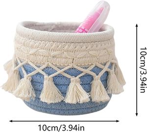 Panier tressé multifonctionnel en macramé de coton, style bohème, pour pinceaux de maquillage, articles divers de bureau, ou couvercle de pot de plantes - Product Image 3