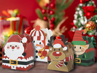 Caja de regalo de Navidad, bolsas de golosinas, recuerdo de fiesta para niños, caja de papel de regalo de dulces, casa de cartón, cajas de regalo de dulces con asa