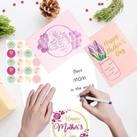 Cartes personnalisées en relief divers thèmes pour la fête des mères avec enveloppes et autocollants de sceau, support intérieur vierge, estampage à l'or