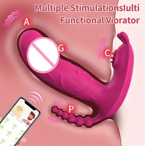 هزاز قابل للارتداء <span class=keywords><strong>3</strong></span> في 1 مع قابس شرجي هزاز، هزاز سيليكون على شكل عصا، لعبة جنسية للبالغين للنساء، محفز للبظر ونقطة جي - Product Image 3