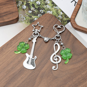 Nieuwe veelzijdige zilveren set gitaarnoot klaver liefde DIY sleutelhanger tas hanger - Product Image 3