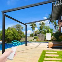Pérgola Retráctil Eléctrica para Exteriores, con Techo Retráctil, Estructura de Aleación de Aluminio con Recubrimiento en Polvo, Bioclimática y Ecológica