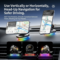 Support de téléphone magnétique sans fil 15W pour voiture avec ventilateur RGB et charge rapide