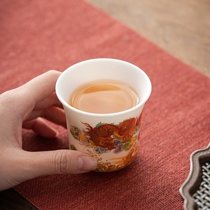 Tasses à thé Dragon et Phénix en porcelaine, service à thé Kung Fu en céramique Dehua, tasse individuelle de maître, coffret cadeau - Product Image 2