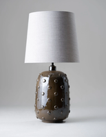 Lampe de table moderne en tissu blanc avec base en céramique pour salon chambre hôtel ou restaurant luminaire