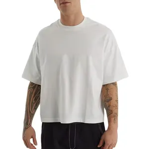 ODM 250 GSM 100 कॉटन प्लेन शॉर्ट स्लीव ओवरसाइज़्ड पुरुषों की मोटी टीशर्ट हैवीवेट ब्लैंक कस्टम लोगो टी शर्ट पुरुषों के लिए