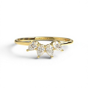 Luxury 18K Gold Plated Pear Diamond <b>Ring</b> Curved Chevron <b>Crown</b> Band Teardrop Cluster Wedding <b>Ring</b> Jewelry Gift Fine Jewelry - Product Image 1