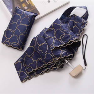 Atacado <span class=keywords><strong>Mini</strong></span> Dobrável Coração Imprimir Guarda-chuva com 5 Bolsos Dobráveis Cápsula Verão Sun Shelter Controle Manual - Product Image 6