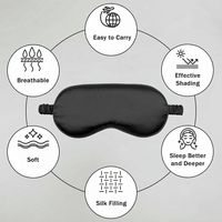 Masque de sommeil de luxe en satin de soie élastique avec logo personnalisé et sangle réglable, occultation totale pour un sommeil réparateur et les voyages