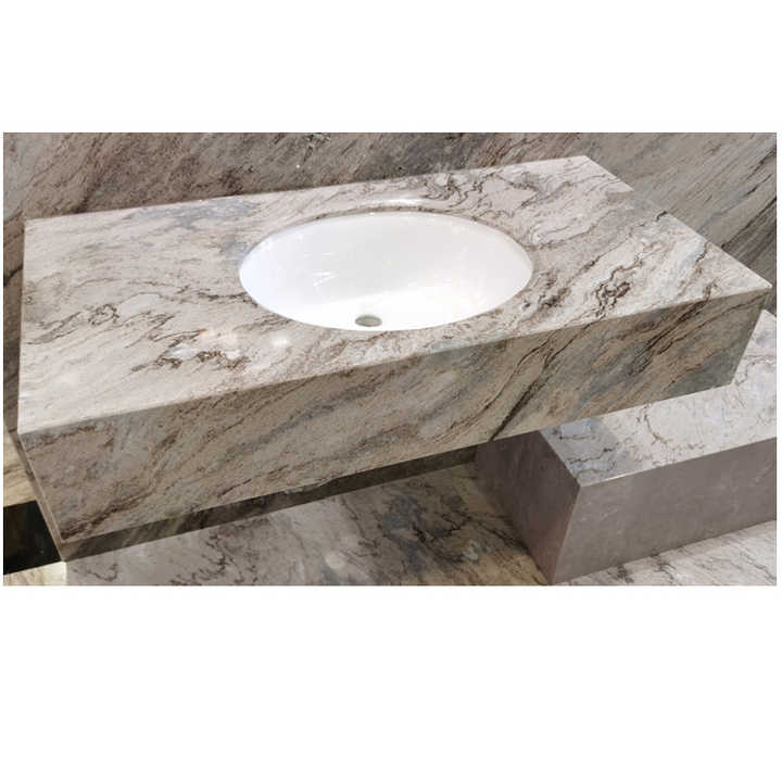 Basin Slab Luxury Hotel Custom Wall Mounted Marbled Integrated Vanity Sink