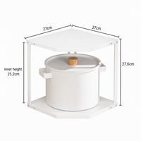 Étagère d'angle en forme d'éventail à 2 niveaux pour comptoir de cuisine, organisateur d'angle en métal blanc pour ustensiles de cuisine, support de rangement pour casseroles et poêles