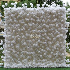 KL-WA91 Factory Designs Customize Artificial Silk pink Rose Flower <b>Wall</b> <b>Panel</b> Cloth <b>Fabric</b> Backdrop for Wedding <b>Wall</b> Decoration - Product Image 3