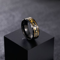 Bague en tungstène classique Tempusort, noire, pour homme, bijoux de couple, bord martelé, plaqué or météorite, alliances