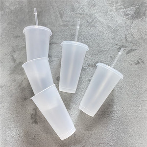 24oz 700ml Frosted plastic PP pack of 5 LGBT Pride Stadium Reusable Cold Cup with Lids and Straws for cold water drinks