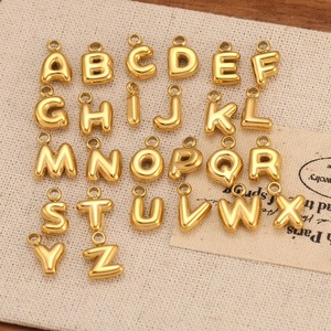 18k Gold PVD Plated Mini Balloon Alphabets Charms Stainless Steel Bubble English <strong>Initial</strong> Letters <strong>Pendants</strong> for DIY Jewelry Making - Product Image 3