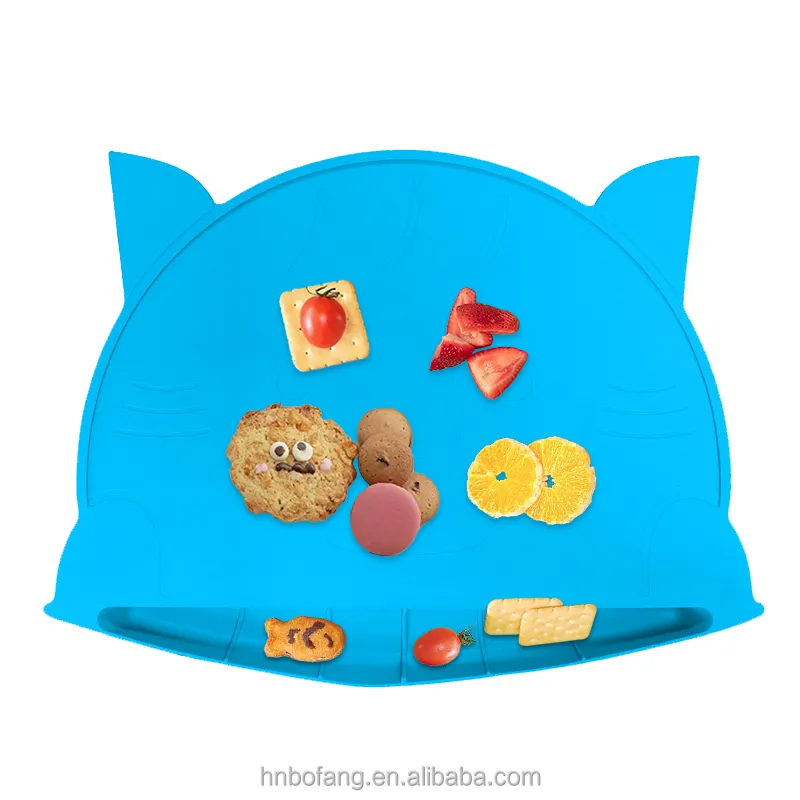 Manteles individuales antideslizantes redondos e irregulares de silicona para bebés sin BPA con bolsillos para atrapar alimentos para mesa de comedor