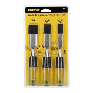 JFP-<strong>3</strong> Set of <strong>3</strong> Paring <strong>Cold</strong> Carving <strong>Chisels</strong> for Woodwork and Carving Flat Tip DIY Grade Steel and Beech <strong>Handle</strong> - Product Image 1
