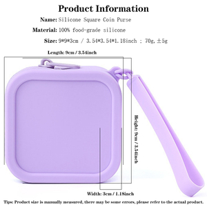 Silicone Square Coin Purse Waterproof Soft <b>Mini</b> Wallet with Zipper and Wrist Strap OEM Custom Logo Available for Daily Use - Product Image 6