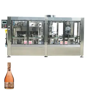 Candle champagne bottles washing filling T-corker with wire cage machine sparkling wine italian filling machine