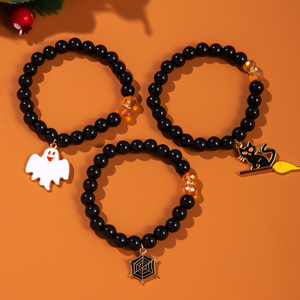 Halloween <b>Beaded</b> <b>Bracelet</b> Set Cartoon Pumpkin Candy Charm Party Jewelry Elastic Rope <b>Bracelets</b> for Women Kids - Product Image 3