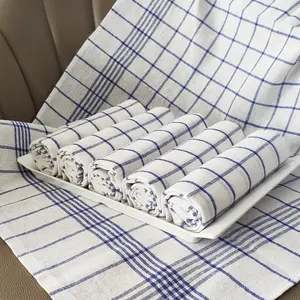Kitchen Yarn Deyd Cotton Linen Tea Towels Absorbable Comfortable Lattice Kitchen Towel Linen Cloth