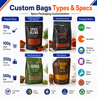 Sachets personnalisés mats refermables en aluminium avec fermeture éclair pour sauces épicées, herbes et épices, emballage de poudre d'assaisonnement