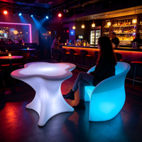 Ensembles de meubles de bar lumineux à LED personnalisés pour les discothèques, salon élégant avec 16 couleurs RVB, table LED pour fête en plein air