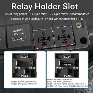 CE Certified 12v Automotive Pre-Wired Fuse Relay Box 8 Slots Relay Holder 12 Slots Blade Fuse Distribution <b>Block</b> for Car Marine - Product Image 3