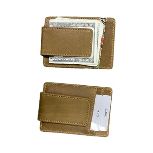 Vintage Crazy Horse Cowhide Leather RFID Blocking Magnetic Wallet Slim Men's Short Clip with Minimalist Pattern - Product Image 4