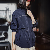 Veste de moto Maden pour femme, parka classique, col montant, fermeture éclair, imperméable, coupe-vent en nylon écologique, automne, extérieur