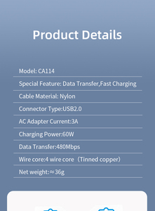 1M 3A 60W Naylon Örgülü 48 Telli Proses Kablosu Alüminyum Alaşımlı Port Tip C Hızlı Şarj Veri İletimli Usb-c Kablosu - Product Image 4
