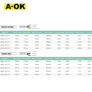 Motor <span class=keywords><strong>Tubular</strong></span> Metálico A-OK AM45-50/12-E de 45 mm con Control Digital para Persianas Enrollables Exteriores y Rieles de Cortinas - Product Image 6