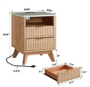 Thiết kế hiện đại 2-ngăn kéo bằng gỗ rãnh nightstand với Trạm Sạc cuối bàn cạnh giường ngủ cho phòng ngủ ăn uống cho nhà hoặc khách sạn - Product Image 6