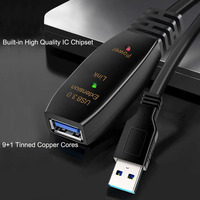 Cable de extensión USB A activo 3,0 macho a hembra Cable de extensión/Repetidor activo para unidad flash USB, disco duro, impresora, cámara