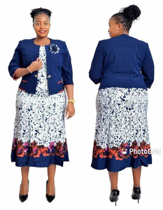 Quality Formal Pattern Turkey Women Plus Size African Church Suits Two Pieces <b>Set</b> Knee Length Dress - Product Image 2