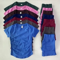 Ensemble de yoga sans couture pour femme, haut court à manches courtes et short taille haute, respirant et à séchage rapide, idéal pour le sport et le fitness – Vente chaude