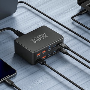 330W gan 6 * USB C + 4 * USB một hub Máy tính để bàn sạc QC3.0 đa cổng du lịch Sạc Adapter phổ PD 100W 65W nhanh sạc ổ cắm - Product Image 5