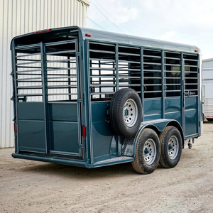 Remolque utilitario para ganado de 2 ejes con pared lateral desmontable, valla para transporte de ganado, ovejas, caballos, vacas y cerdos - Product Image 1