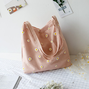 Mädchen Niedliche Canvas-Handtasche Modische Netz-Stickerei Umhängetasche Lässige Damen-Taschen für Schule und Einkauf - Product Image 5