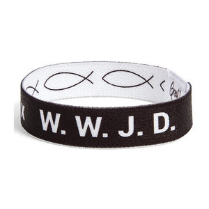 Pulsera elástica personalizada WWJD Jesús pulsera lo que haría inspirador religioso cristiano reversible pulsera elástica - Product Image 1