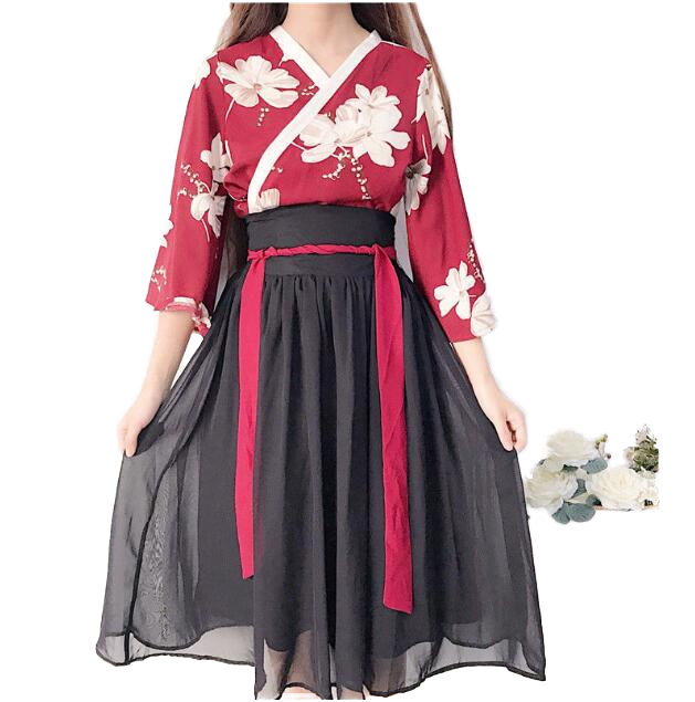 open lace back dress Aconiconi Elegant Japanese Style Printed Long Loose Halter Dress- Daylily and Breeze M / White main image 0
