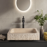 Vasques de salle de bain en pierre de travertin naturel, forme rectangulaire, pour la maison, la villa, l'hôtel et l'appartement