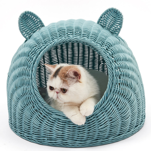 ครอกแมวสำหรับแมวกึ่งปิดทั่วไป,ครอกแมวทำจากหวายทอมือระบายอากาศและซักได้สำหรับสี่ฤดู - Product Image 1