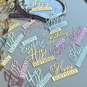 Ins Style Laser Marquage Joyeux Anniversaire Acrylique Gâteau Décor Vente Chaude Personnalisable Fête Fournitures Gâteau Plugins Réutilisable - Product Image 4