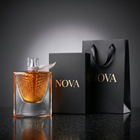 Flacon de parfum en verre 75 ml, base épaisse de luxe, forme plate, personnalisable avec boîte, OEM, flacon de parfum vide, emballage