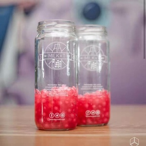 16oz chai thủy tinh tròn rõ ràng với nắp vặn cho nước ép lạnh hoặc trà BOBA-bằng <span class=keywords><strong>Paragon</strong></span> - Product Image 3