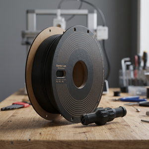 Filamento de Resina PPS-CF en Bobina, Formato de Gránulos - 94 V-0, Retardante de Llama, Temperatura de Deflexión Térmica 264C, 0.75kg, Negro, Excelente - Product Image 3
