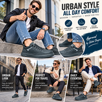 Baskets basses pour hommes entièrement noires, en matière synthétique mate, avec semelle plateforme épaisse, à lacets, chaussures décontractées pour hommes