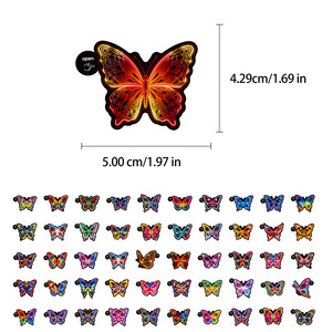 50 Piezas de Pegatinas de Vinilo de Mariposas de Neón Fáciles de Despegar, Pegatinas Decorativas Estéticas <span class=keywords><strong>para</strong></span> Patinetas, Computadoras Portátiles y <span class=keywords><strong>Cuadernos</strong></span> - Product Image 2